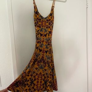 Comfy Mustard Patterned Fall Dress